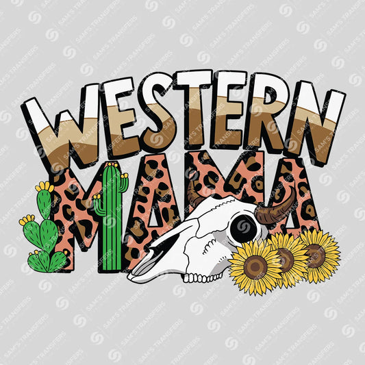 Apparel featuring a Western Mama-themed DTF transfer.
