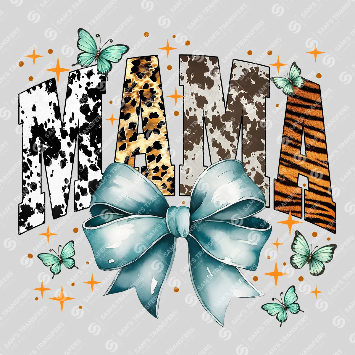 Apparel featuring a Mama Bow Animal Print-themed DTF transfer.