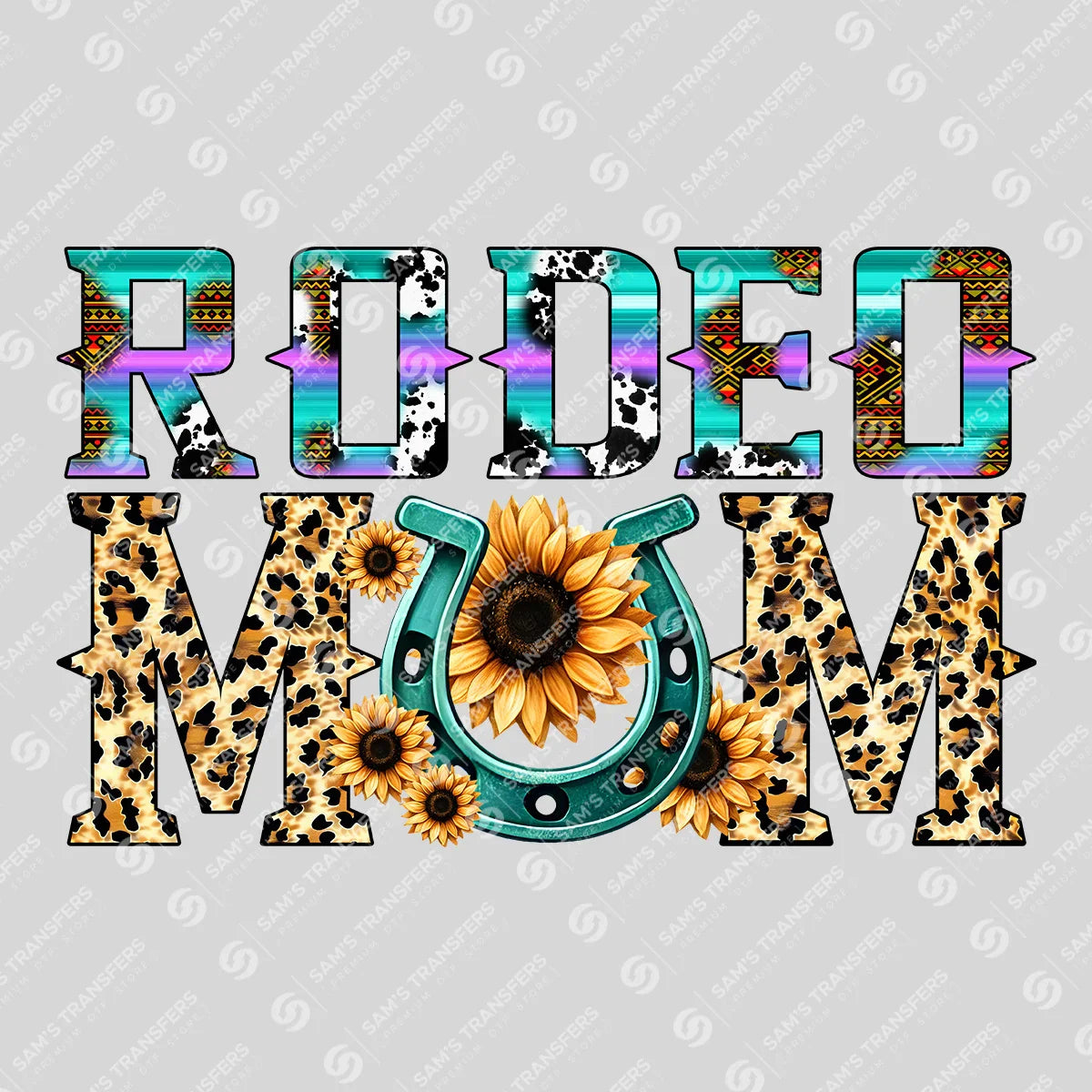 Apparel featuring a Rodeo Mom-themed DTF transfer.