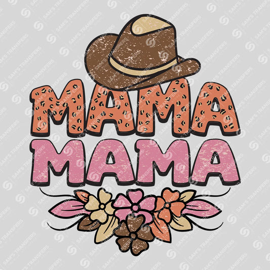 Apparel featuring a Mama Cowboy Hat Floral-themed DTF transfer.