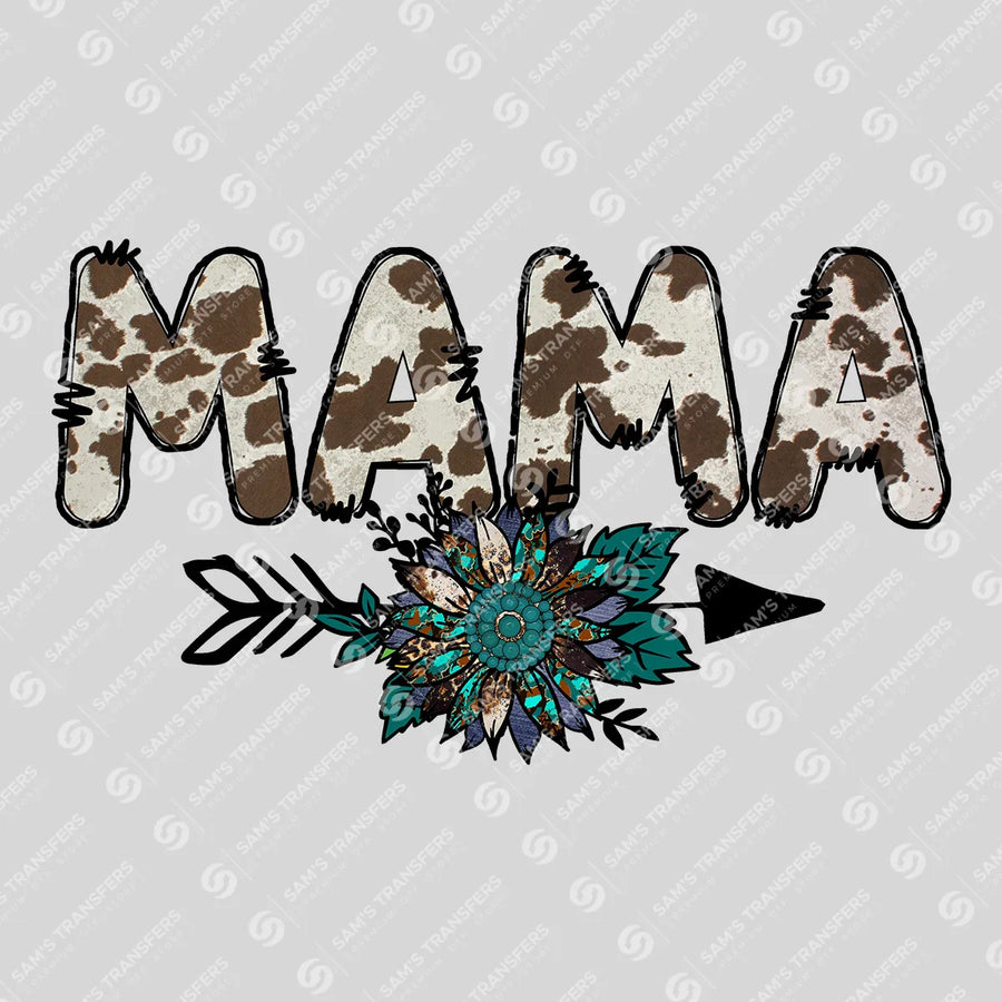 Mama Cowhide Turquoise Ready-to-Press DTF Transfer | SAT09025