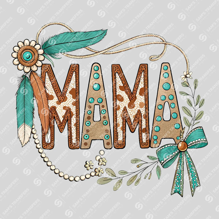 Mama Boho Turquoise Ready-to-Press DTF Transfer | SAT09033