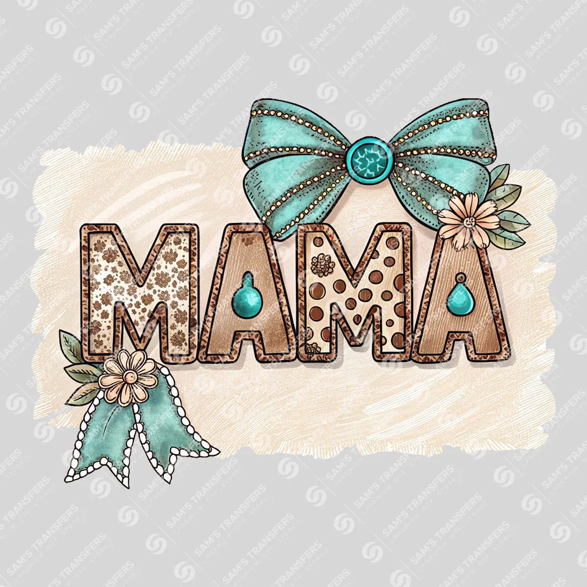 Apparel featuring a Mama Bow Floral-themed DTF transfer.