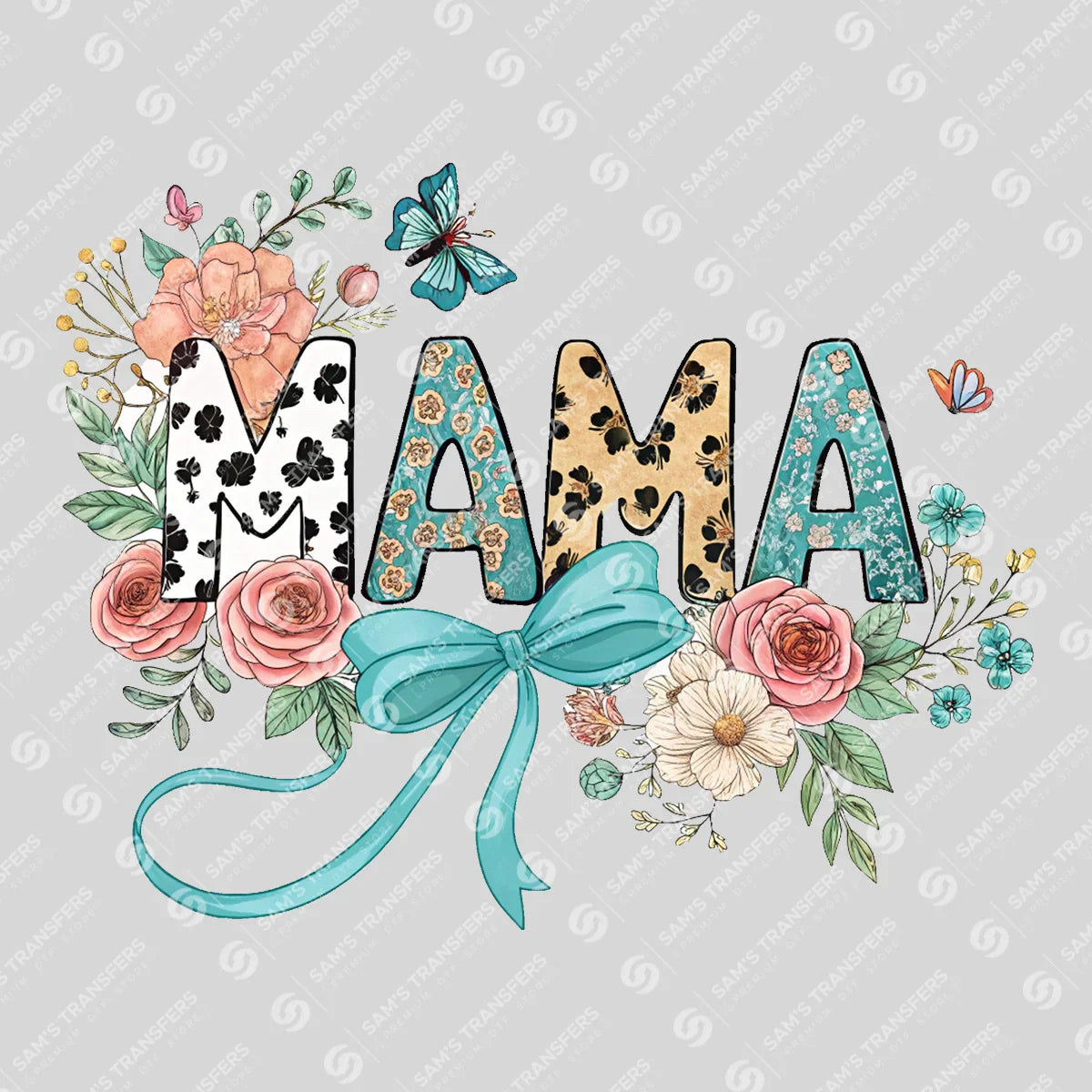 Apparel featuring a Mama Floral Dalmatian-themed DTF transfer.