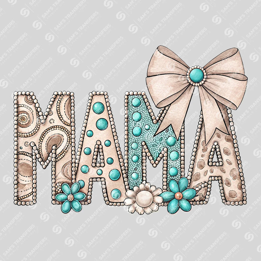 Mama Rhinestone Bow Ready-to-Press DTF Transfer | SAT09046