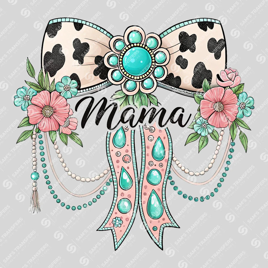 Mama Cowhide Bow Ready-to-Press DTF Transfer | SAT09058