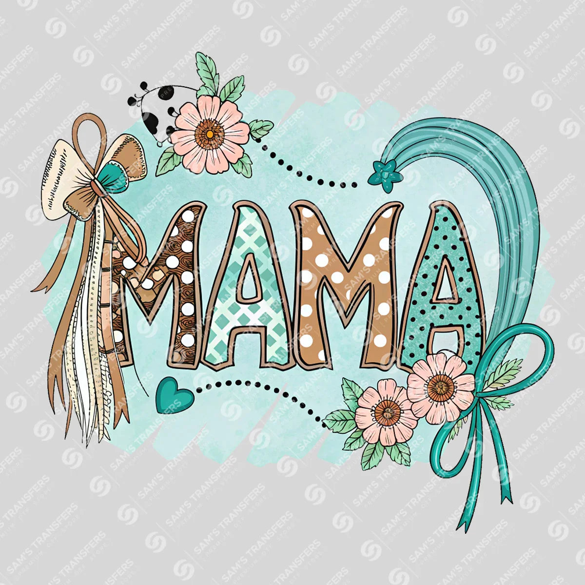 Apparel featuring a Mama Teal Floral-themed DTF transfer.
