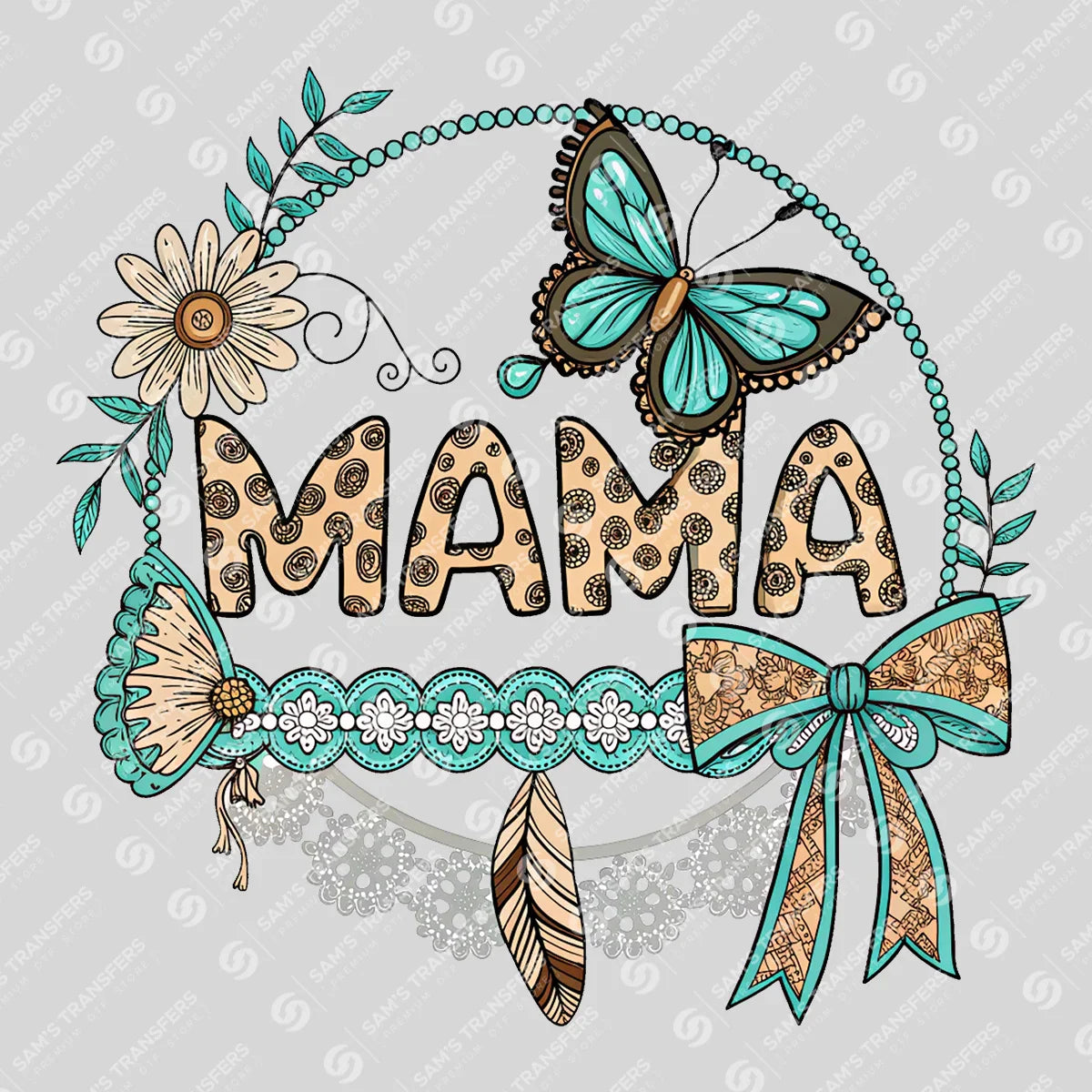 Apparel featuring a Mama Butterfly Lace-themed DTF transfer.