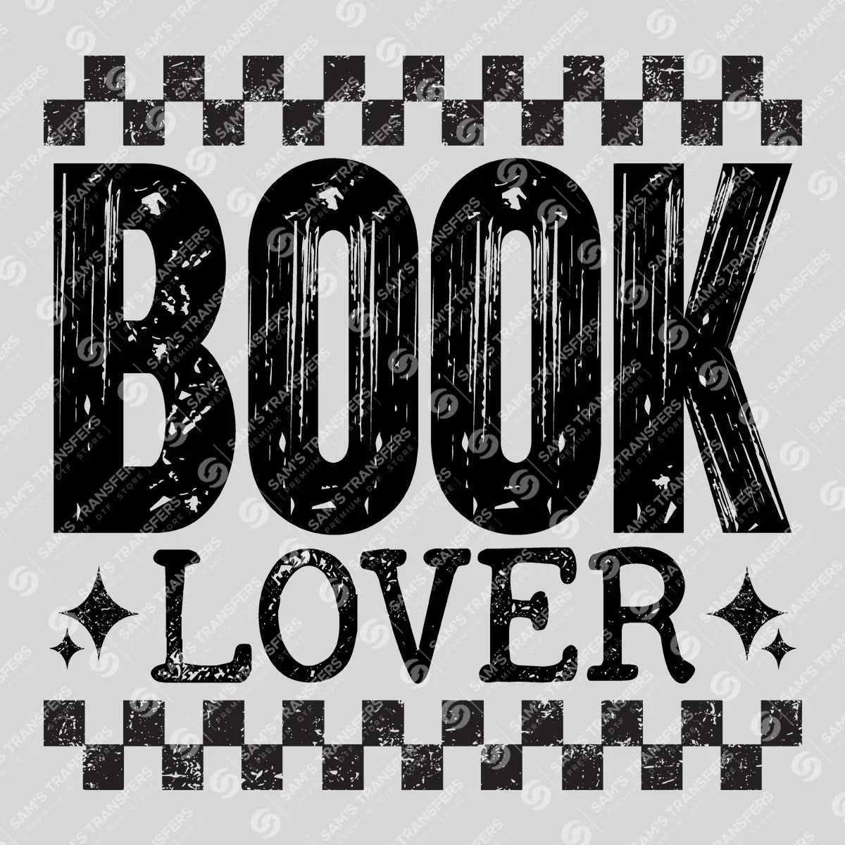 Apparel featuring a Book Lover-themed DTF transfer.