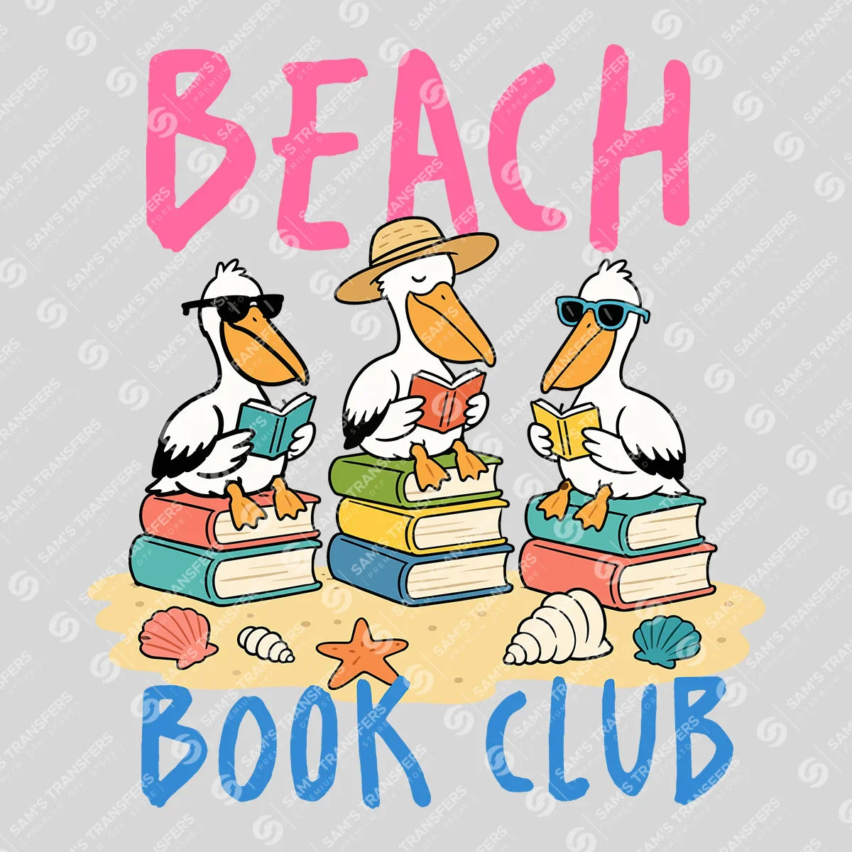 Apparel featuring a Beach Book Club-themed DTF transfer.