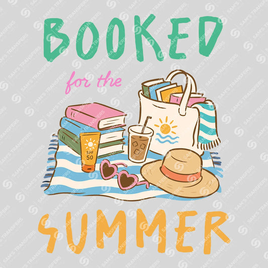 Apparel featuring a Booked for the Summer-themed DTF transfer.