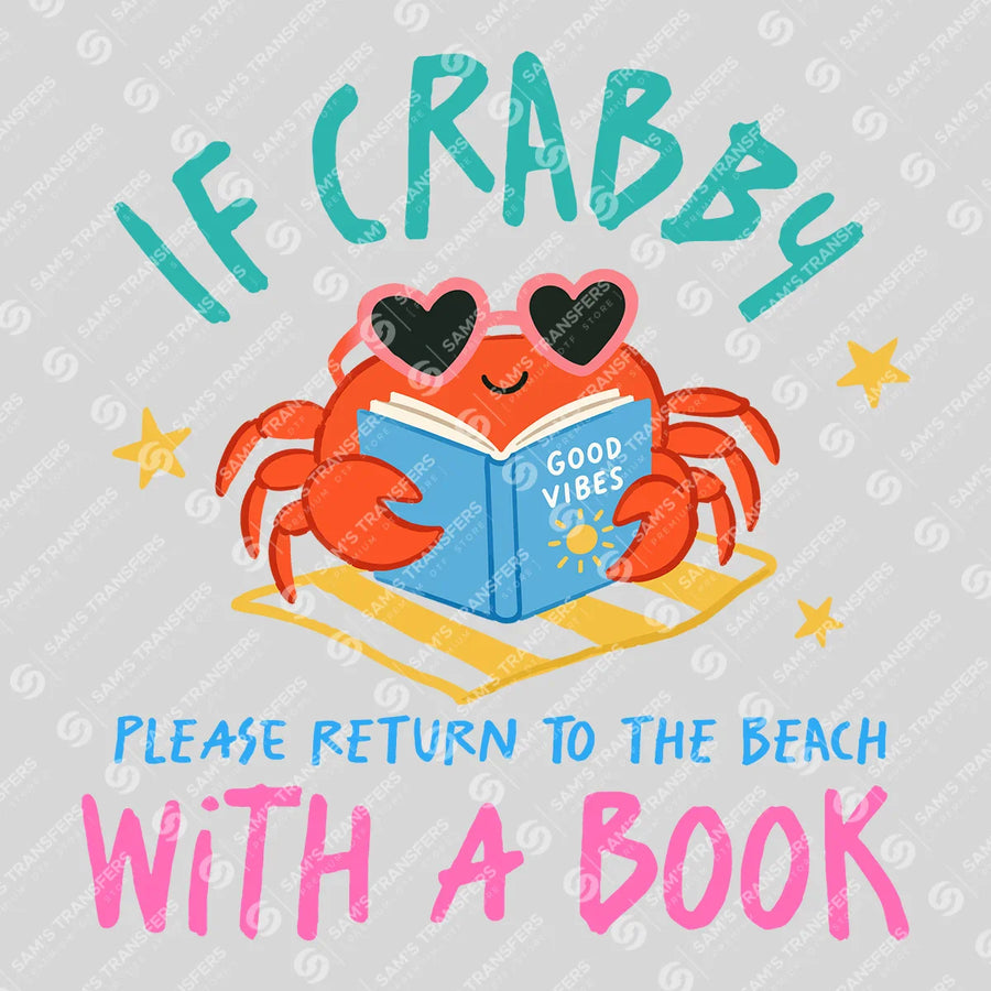 If Crabby Return to the Beach with a Book Ready-to-Press DTF Transfer | SAT09133