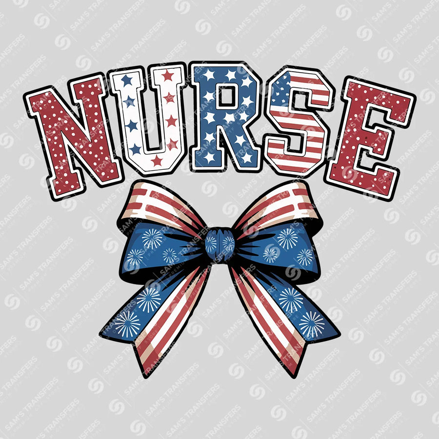 Patriotic Nurse Bow Ready-to-Press DTF Transfer | SAT09137