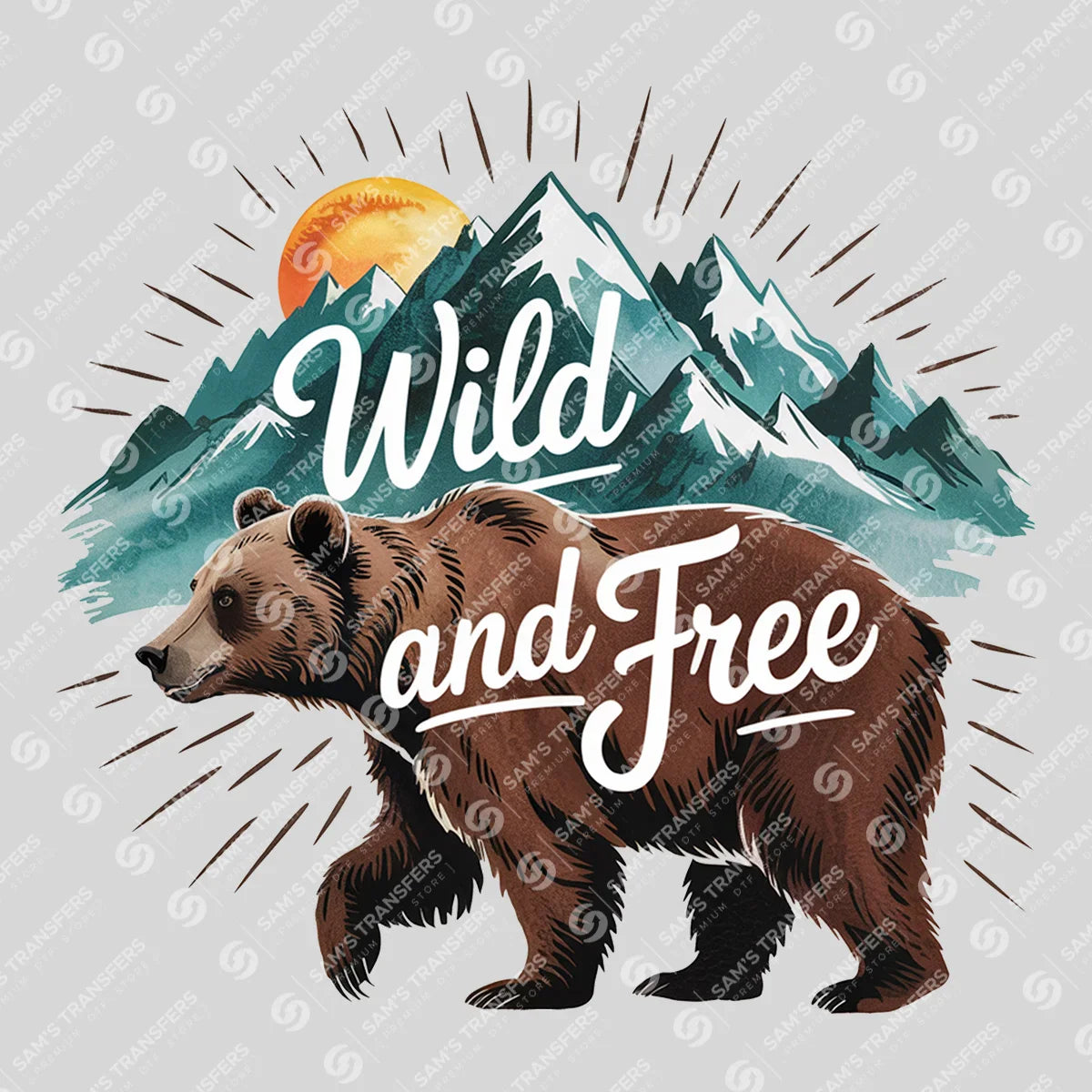 Apparel featuring a Wild and Free Bear-themed DTF transfer.