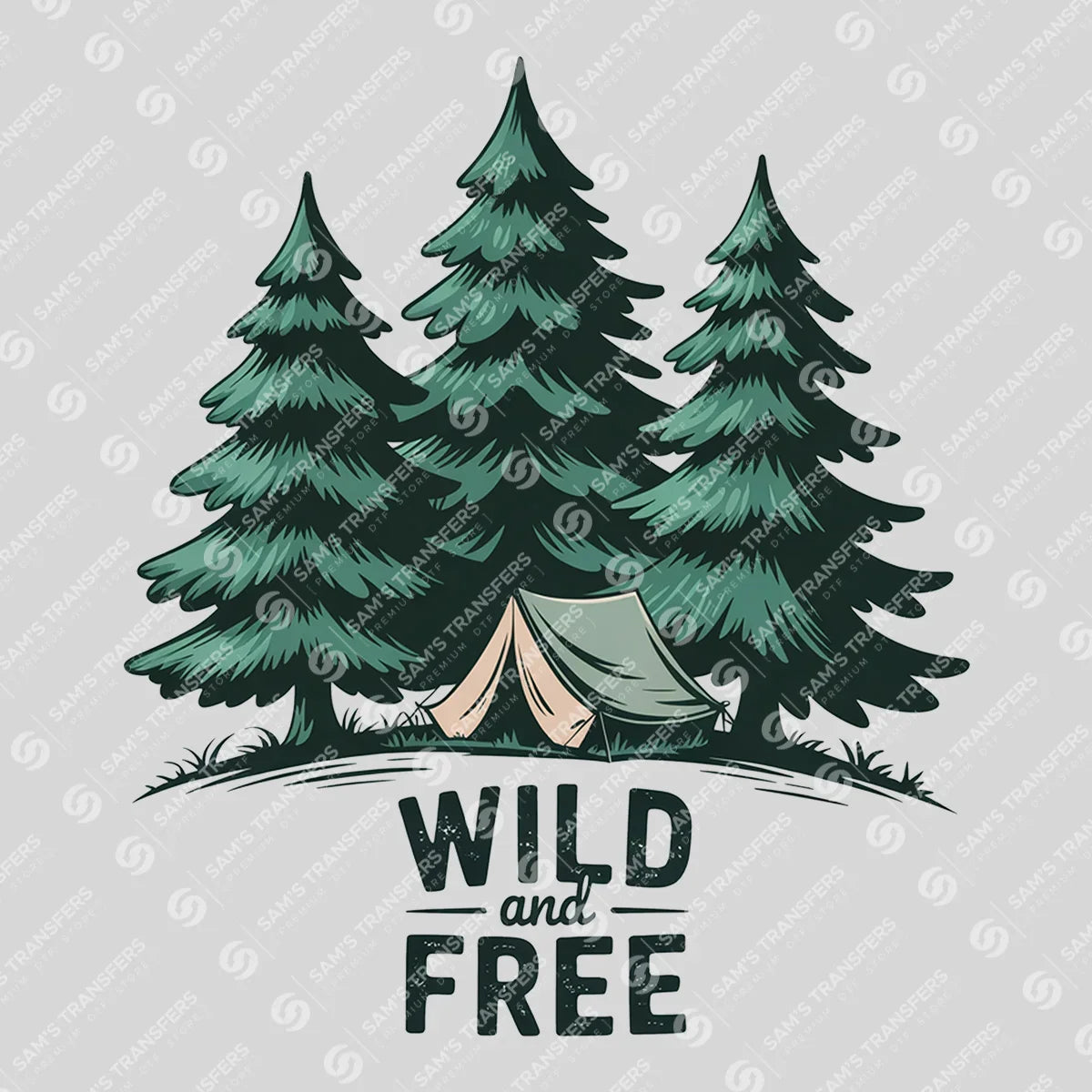 Apparel featuring a Wild and Free Forest-themed DTF transfer.