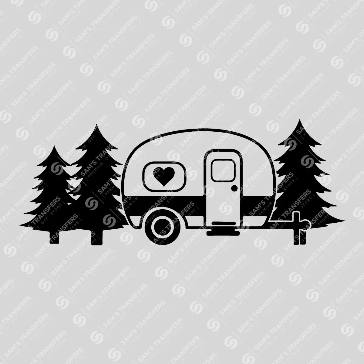 Apparel featuring a Vintage Camper Trees-themed DTF transfer.