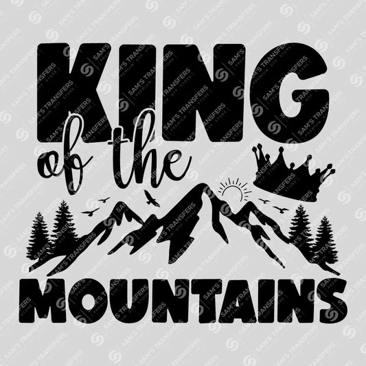 Apparel featuring a King of the Mountains Crown-themed DTF transfer.
