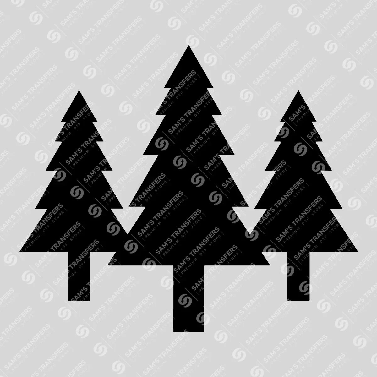 Apparel featuring a Three Pine Trees-themed DTF transfer.