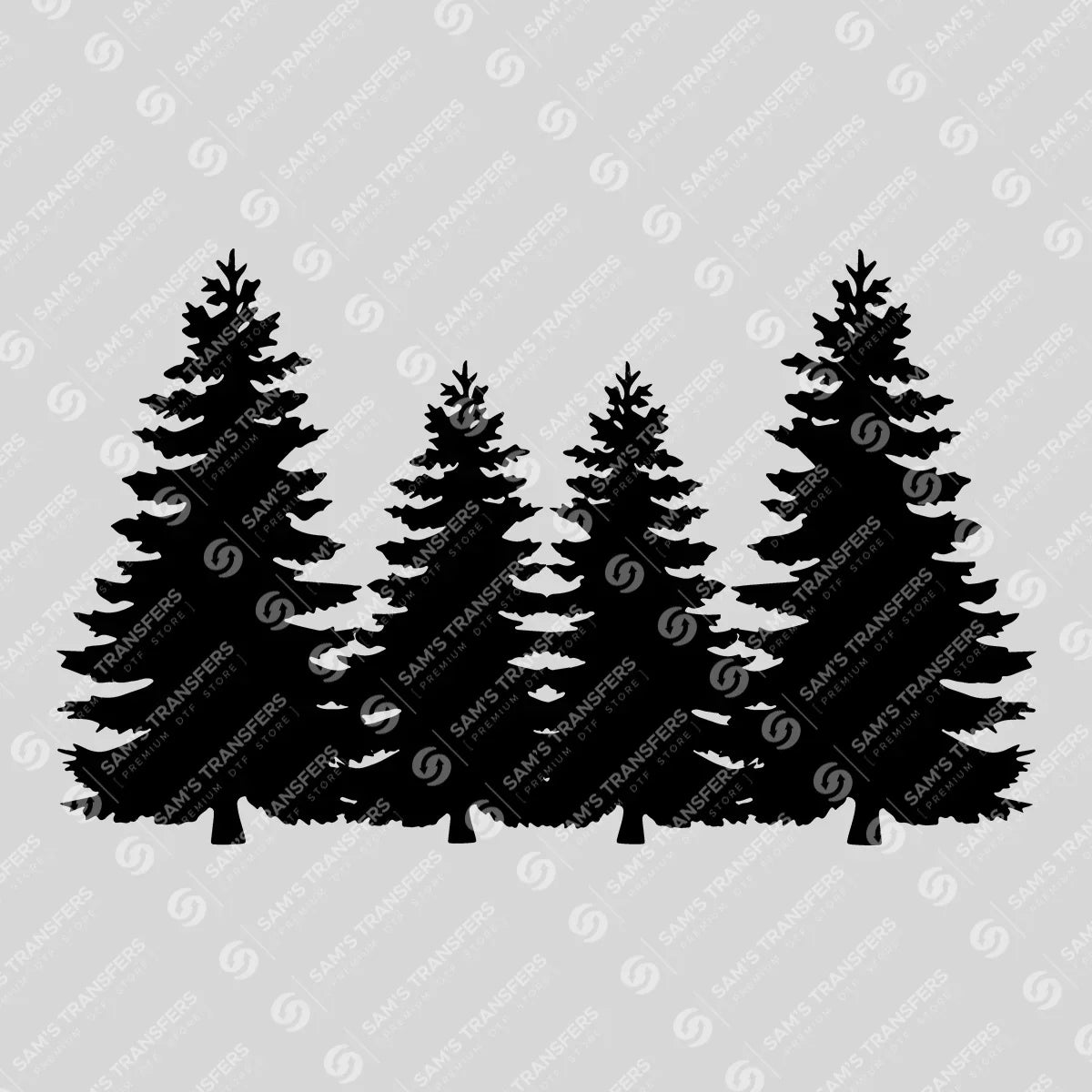 Apparel featuring a Pine Tree Forest-themed DTF transfer.