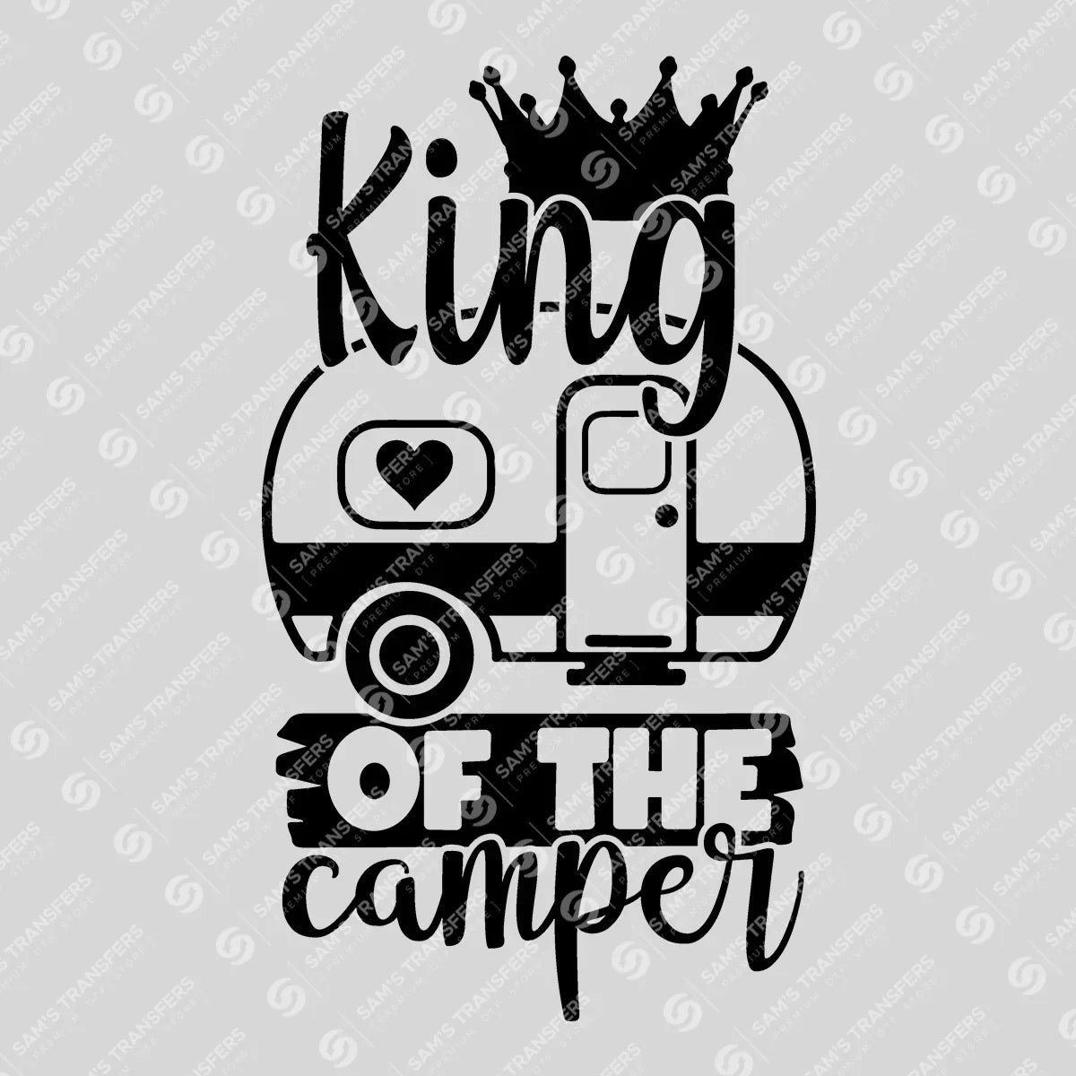 Apparel featuring a King of the Camper-themed DTF transfer.