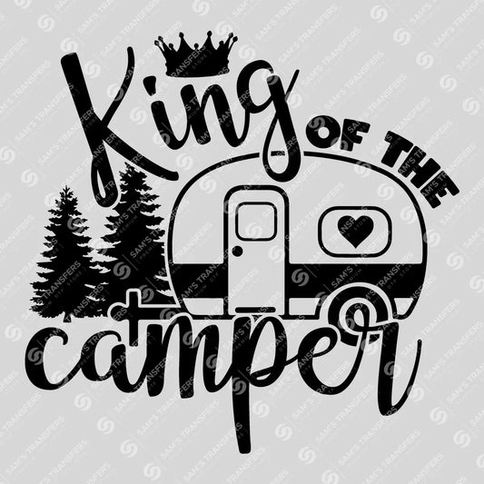 Apparel featuring a King of the Camper Trees-themed DTF transfer.
