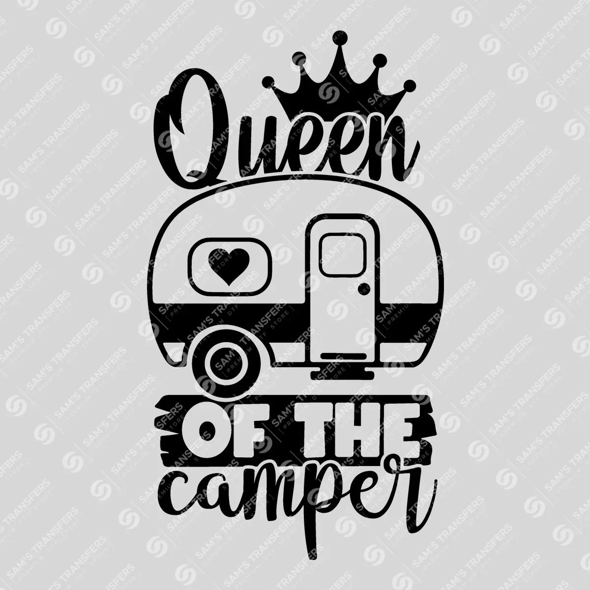 Apparel featuring a Queen of the Camper-themed DTF transfer.
