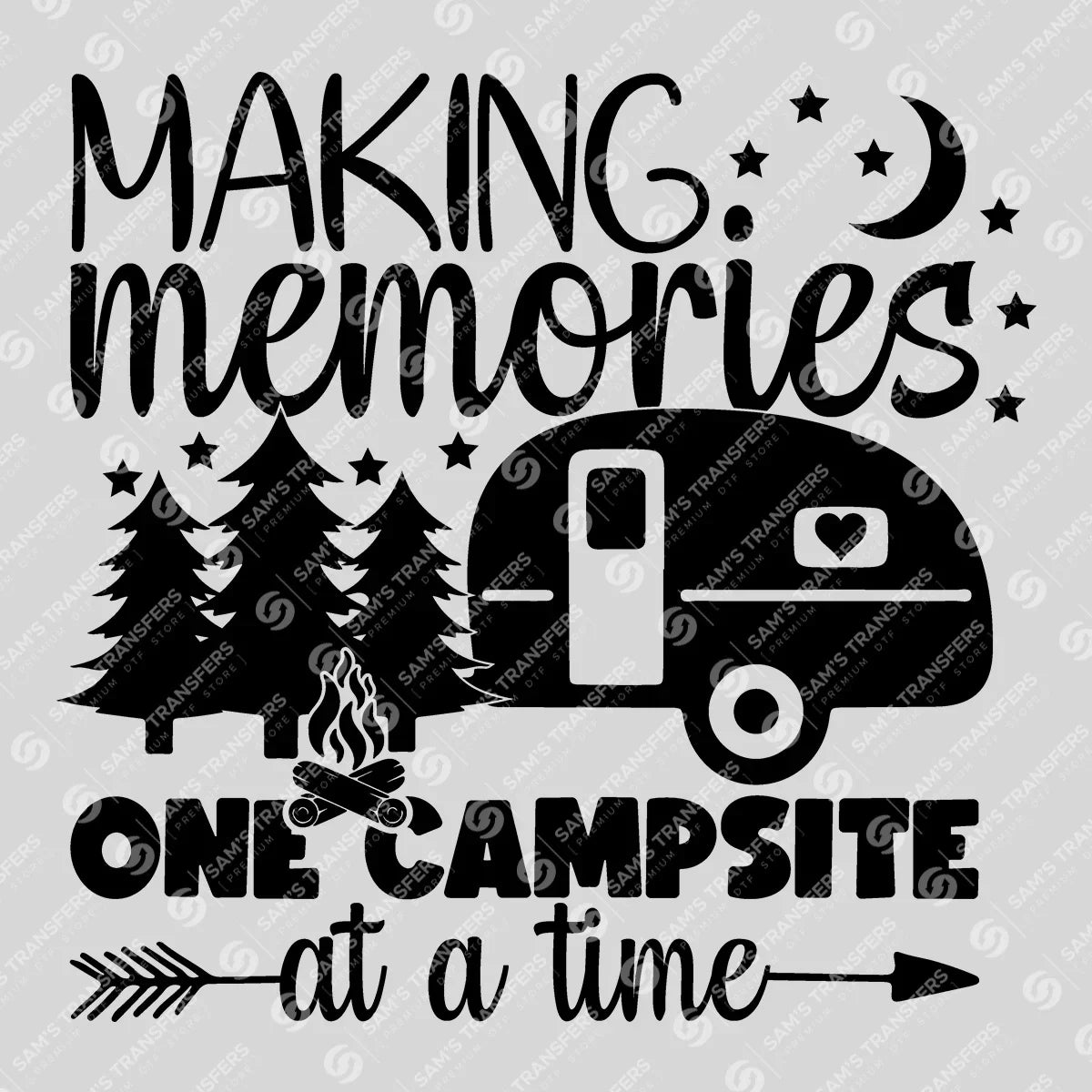 Apparel featuring a Making Memories One Campsite Arrow-themed DTF transfer.