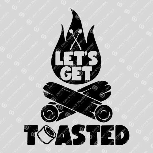 Apparel featuring a Let's Get Toasted-themed DTF transfer.