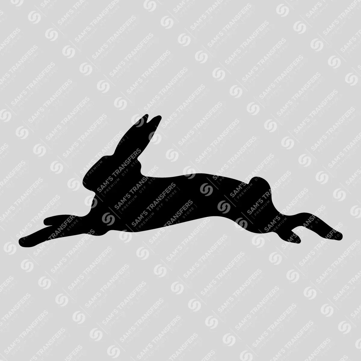 Apparel featuring a Leaping Rabbit-themed DTF transfer.