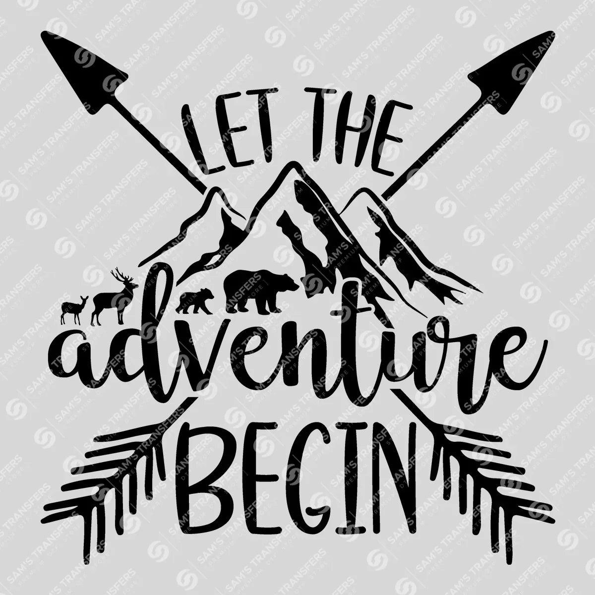 Apparel featuring a Let The Adventure Begin-themed DTF transfer.