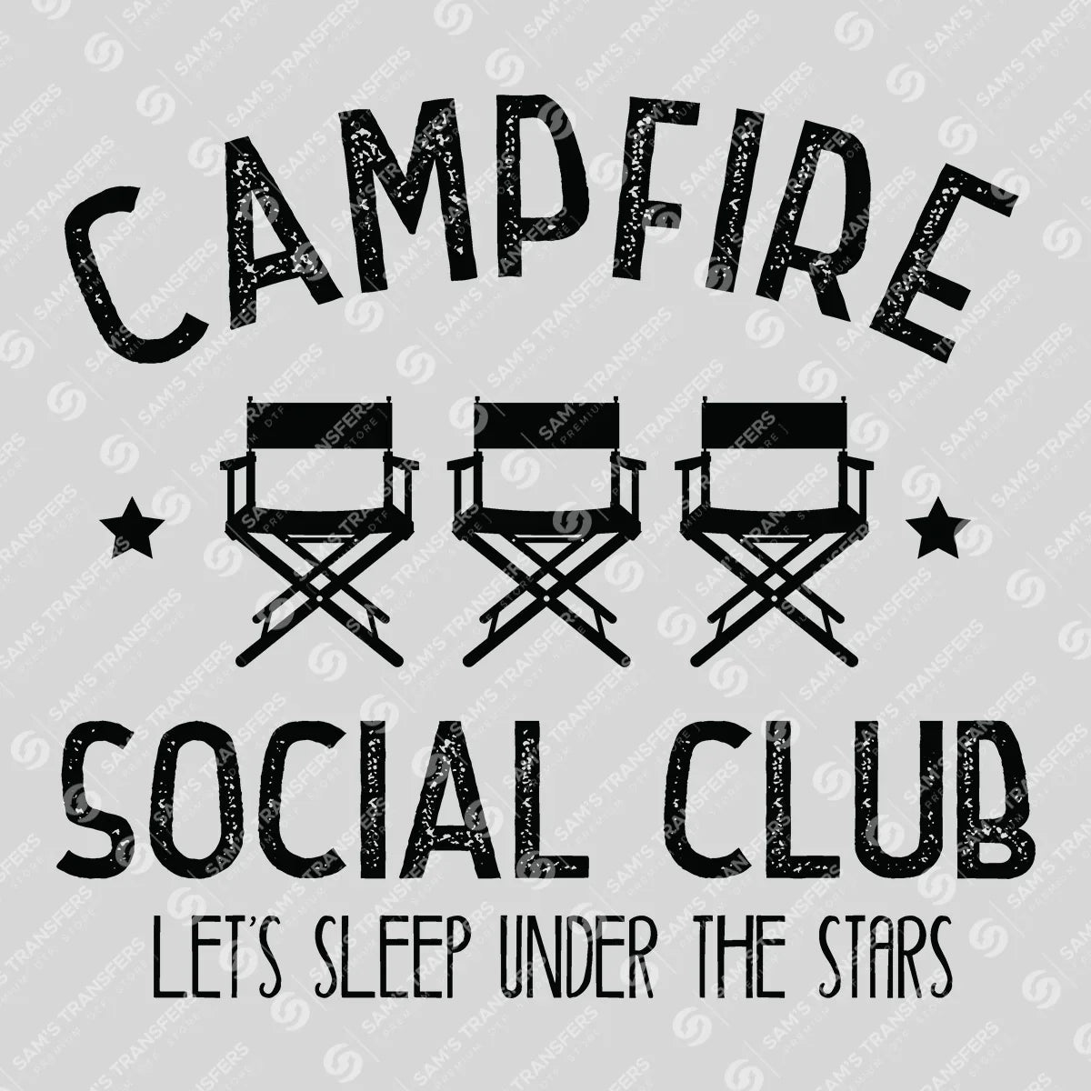 Apparel featuring a Campfire Social Club-themed DTF transfer.