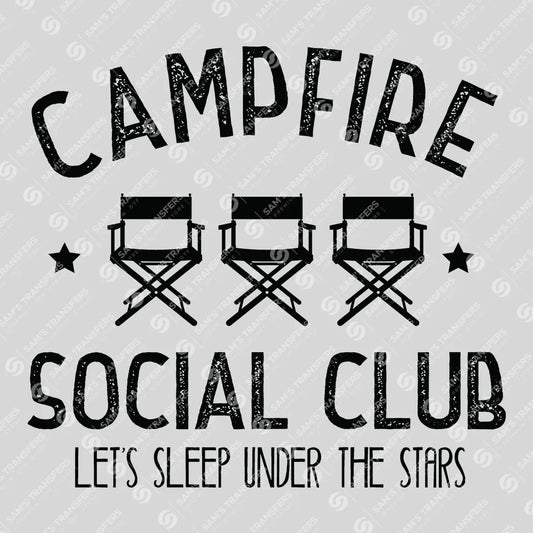 Apparel featuring a Campfire Social Club-themed DTF transfer.