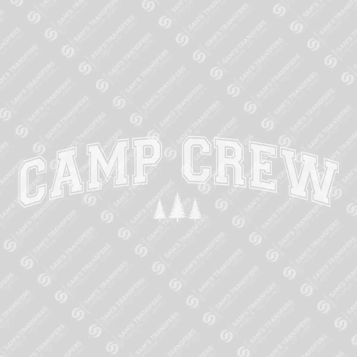 Apparel featuring a Camp Crew-themed DTF transfer.