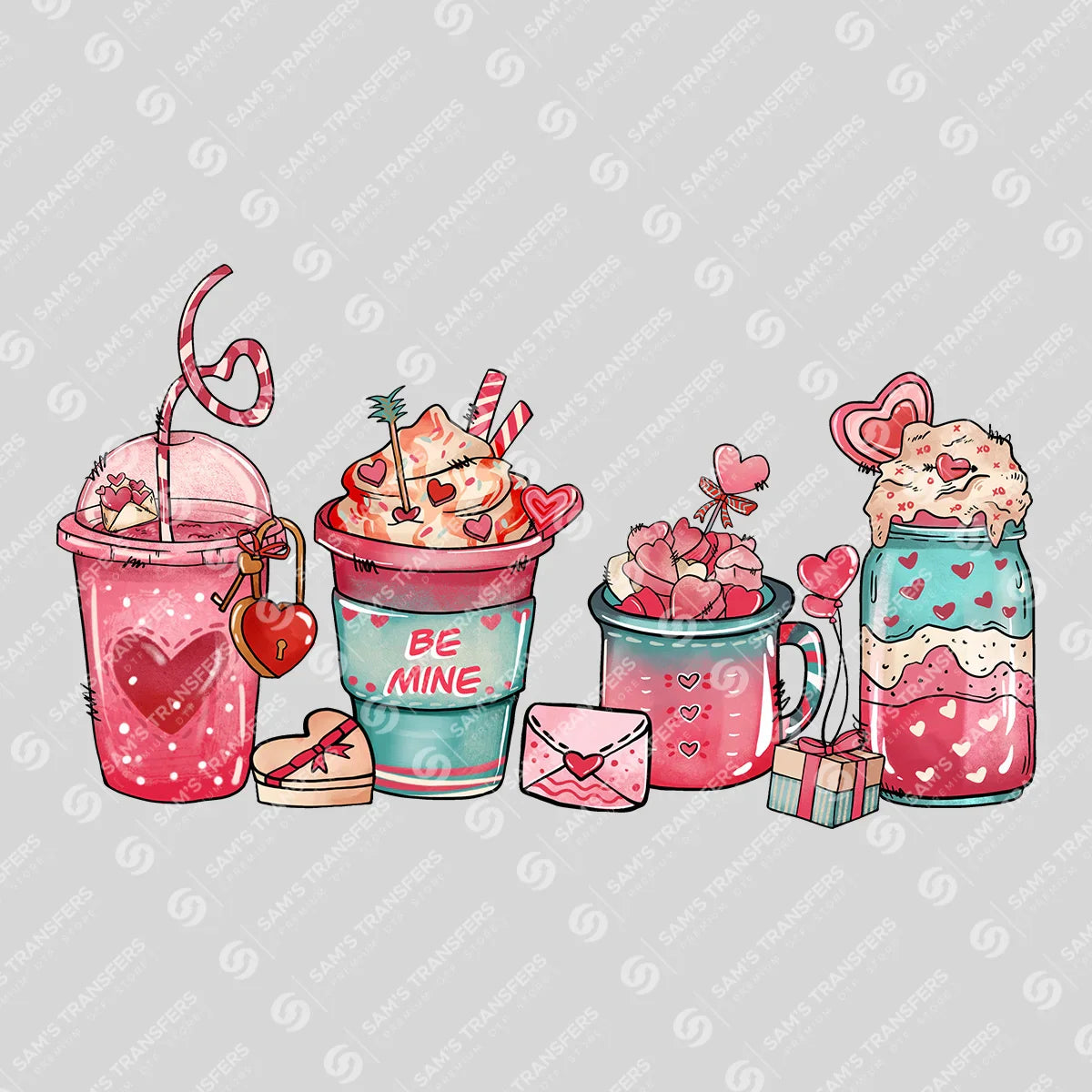 Apparel featuring a Be Mine Coffee-themed DTF transfer.
