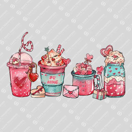 Apparel featuring a Be Mine Coffee-themed DTF transfer.