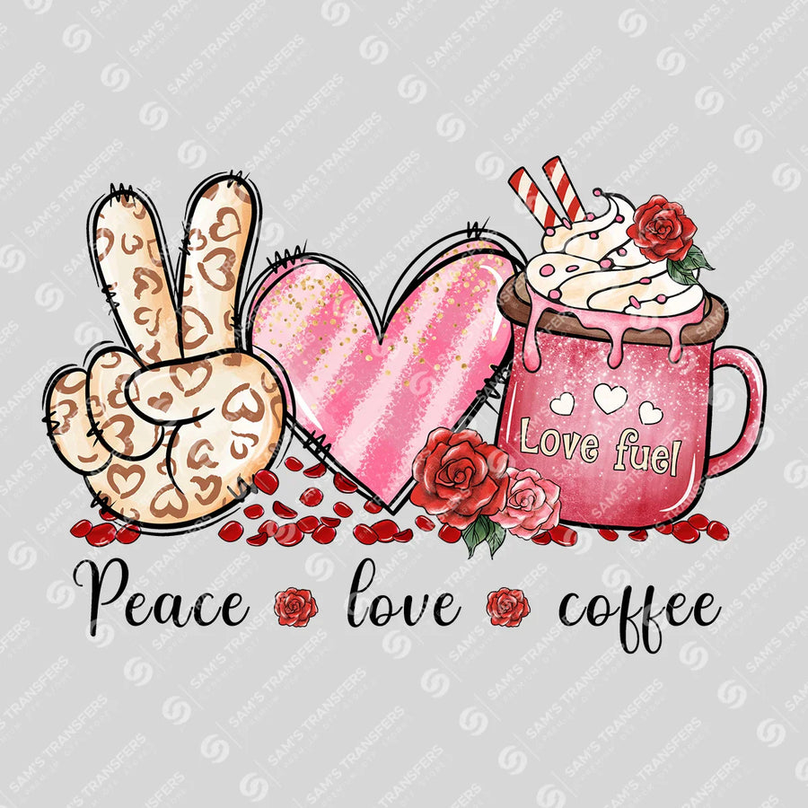Peace Love Coffee Ready-to-Press DTF Transfer | SAT09486