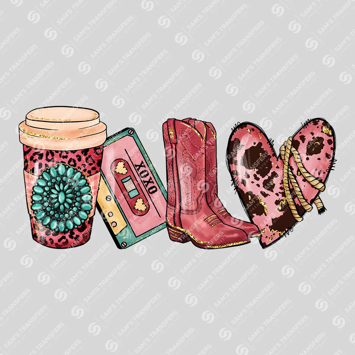 Apparel featuring a Western Valentine-themed DTF transfer.