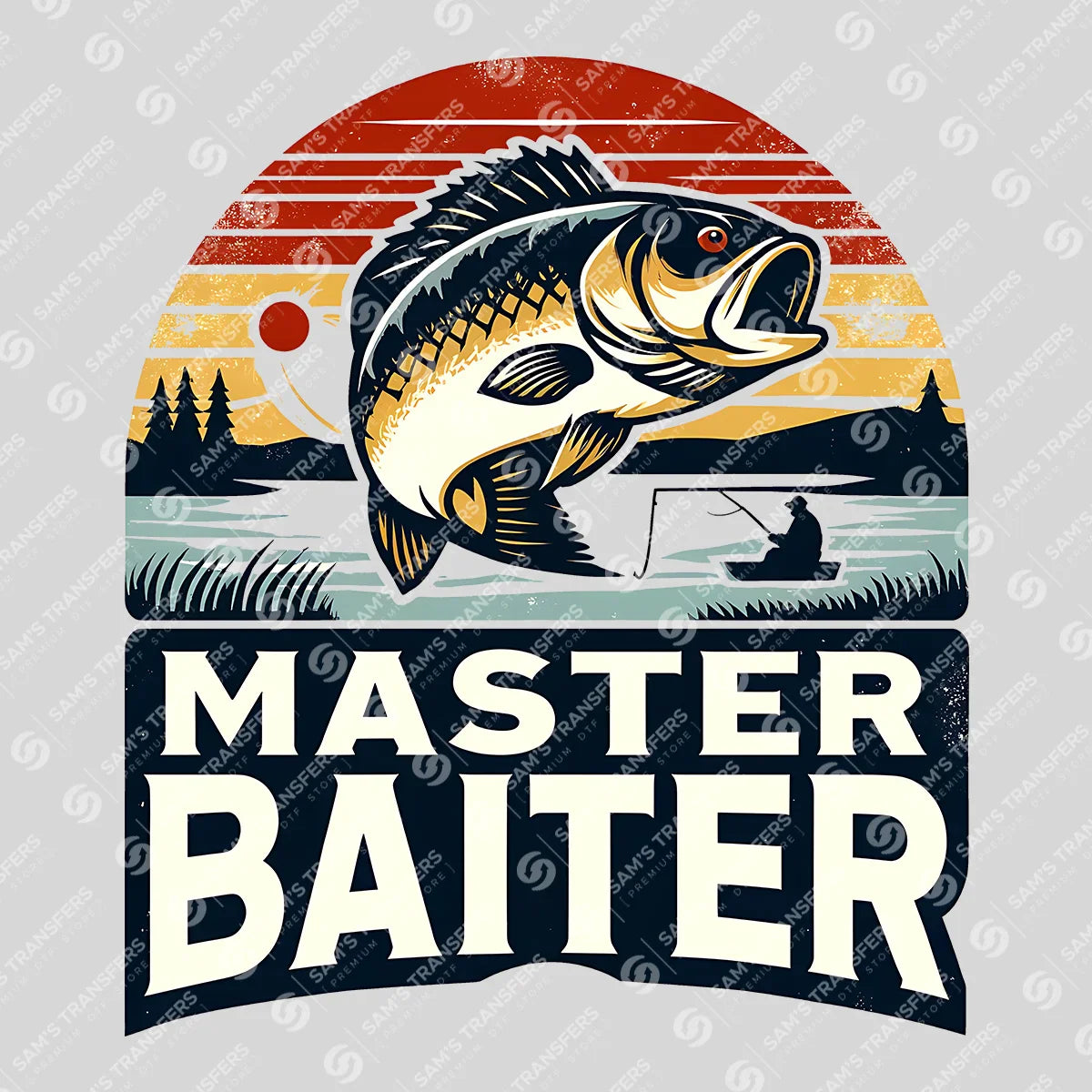Apparel featuring a Master Baiter-themed DTF transfer.
