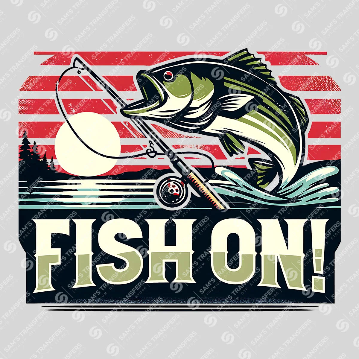 Apparel featuring a Fish On-themed DTF transfer.