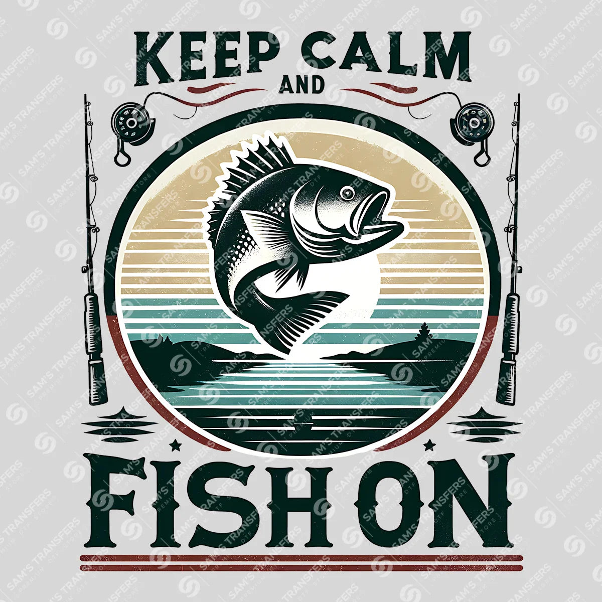 Apparel featuring a Keep Calm And Fish On-themed DTF transfer.