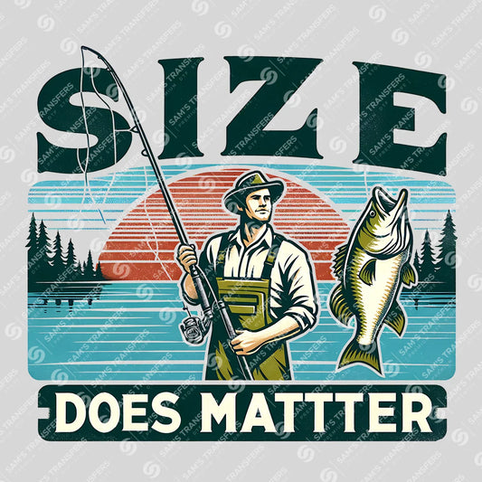 Apparel featuring a Size Does Matter-themed DTF transfer.