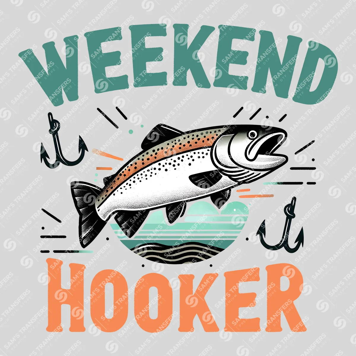 Apparel featuring a Weekend Hooker-themed DTF transfer.