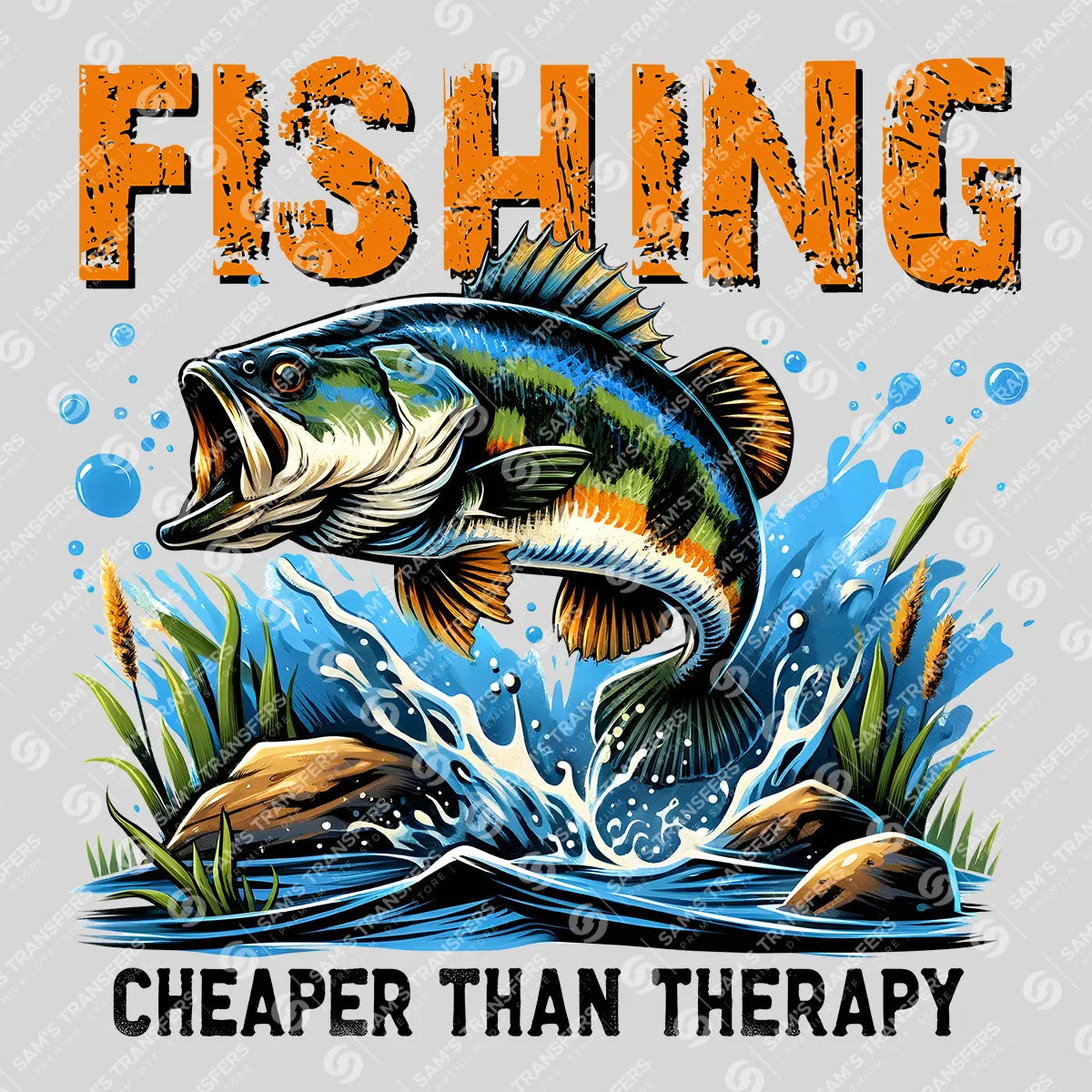 Apparel featuring a Fishing Cheaper Than Therapy-themed DTF transfer.