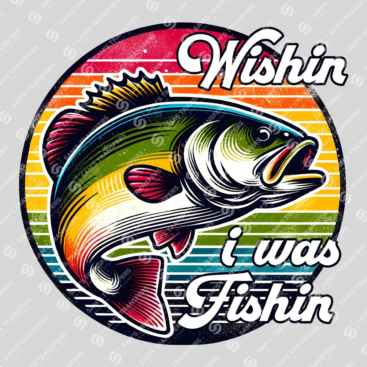 Apparel featuring a Wishin' I Was Fishin'-themed DTF transfer.