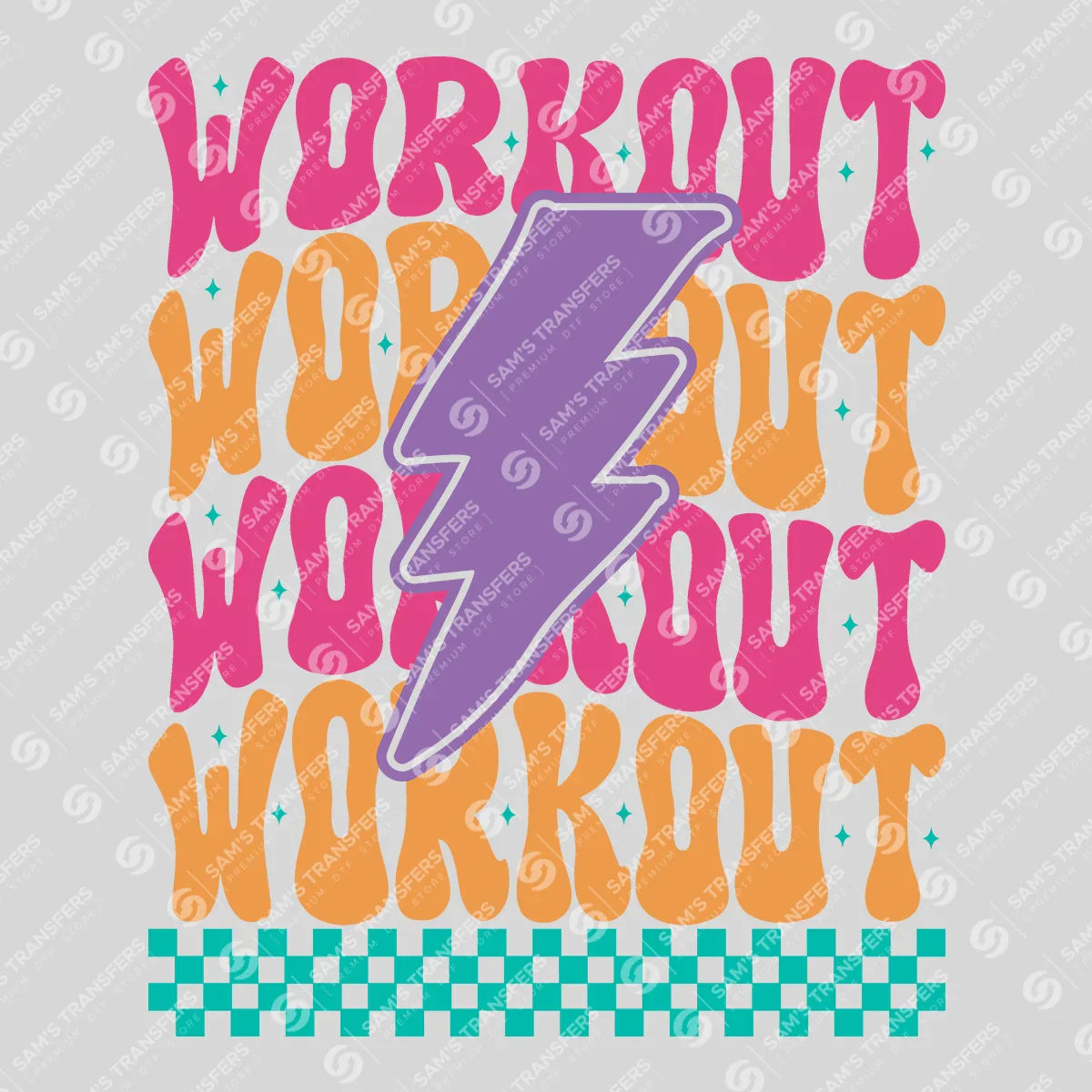 Apparel featuring a Workout-themed DTF transfer.