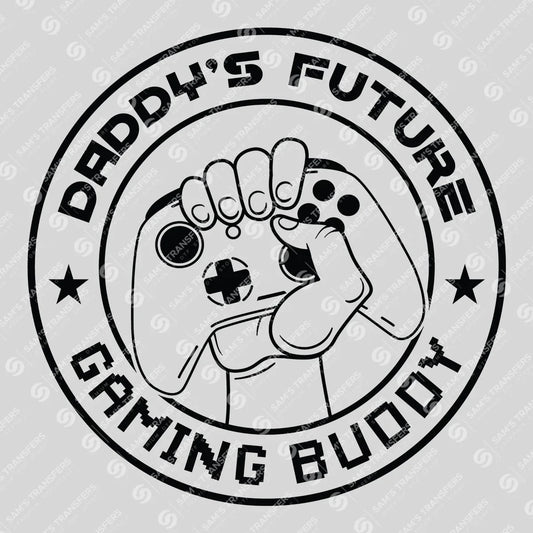 Apparel featuring a Daddy's Future Gaming Buddy-themed DTF transfer.