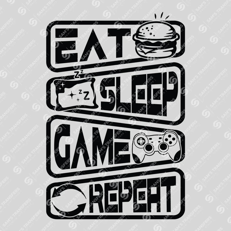 Eat Sleep Game Repeat Ready-to-Press DTF Transfer | SAT09597
