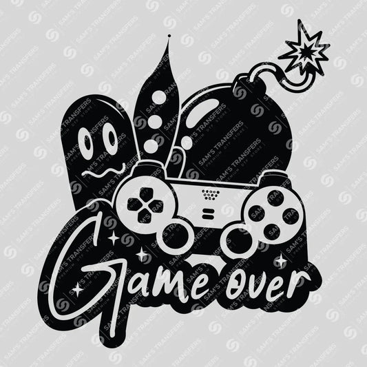 Apparel featuring a Game Over Controller-themed DTF transfer.