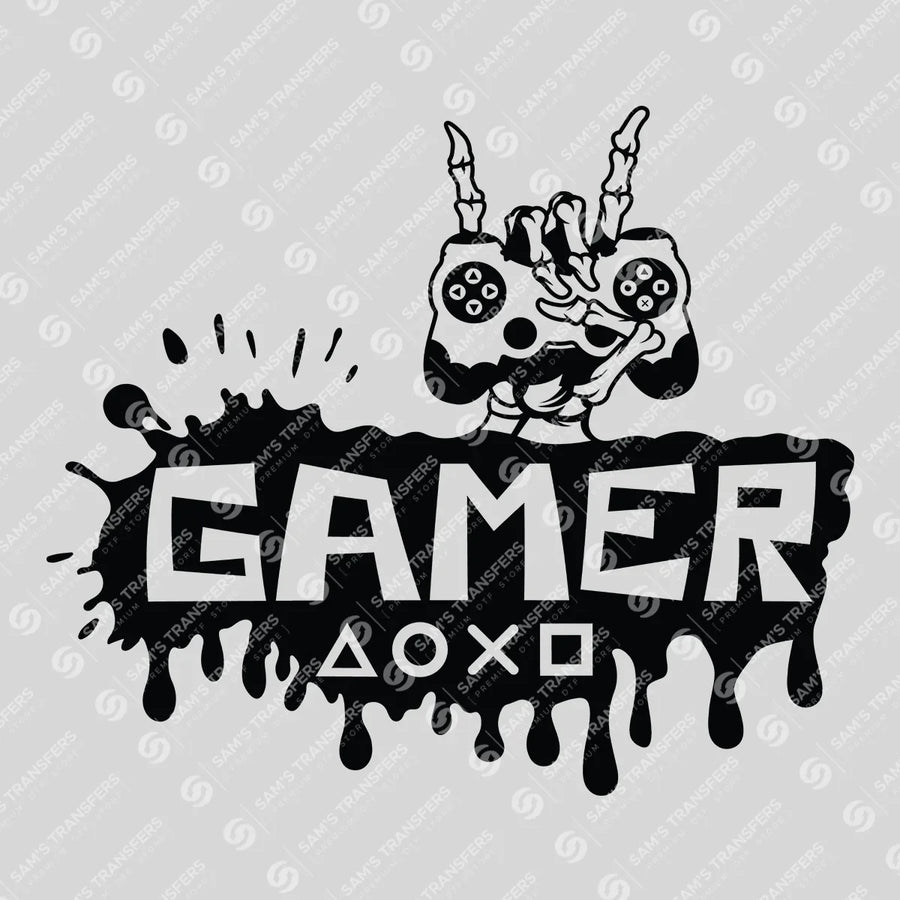 Gamer Skeleton Hand Ready-to-Press DTF Transfer | SAT09602