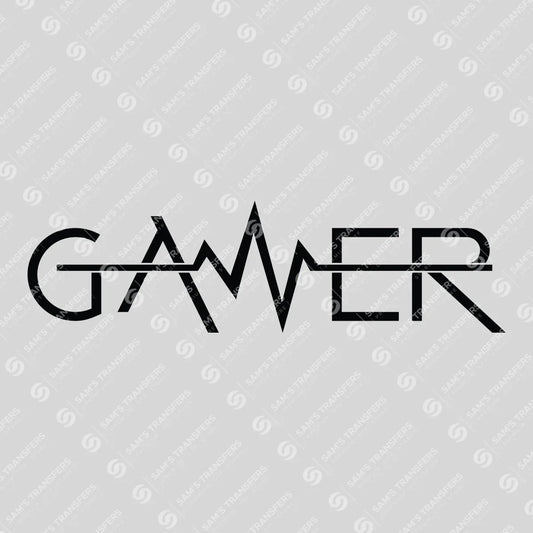 Apparel featuring a Gamer Heartbeat-themed DTF transfer.